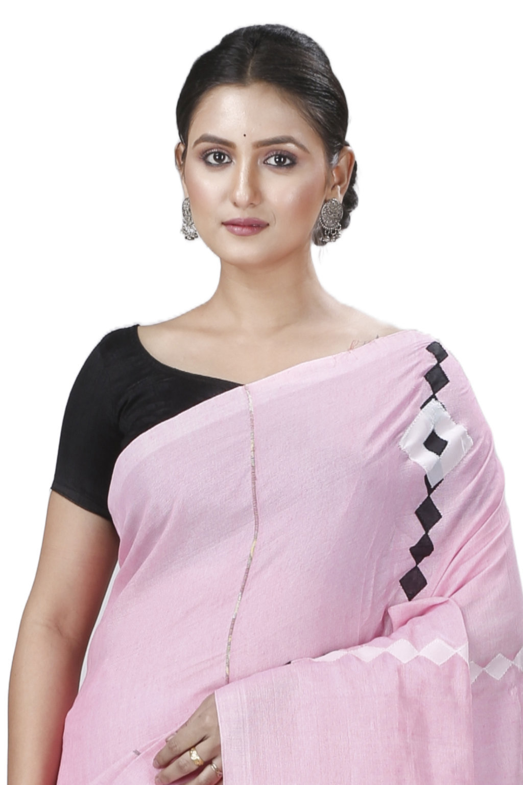 Pink Pure Cotton Tika Applique Saree (1246)